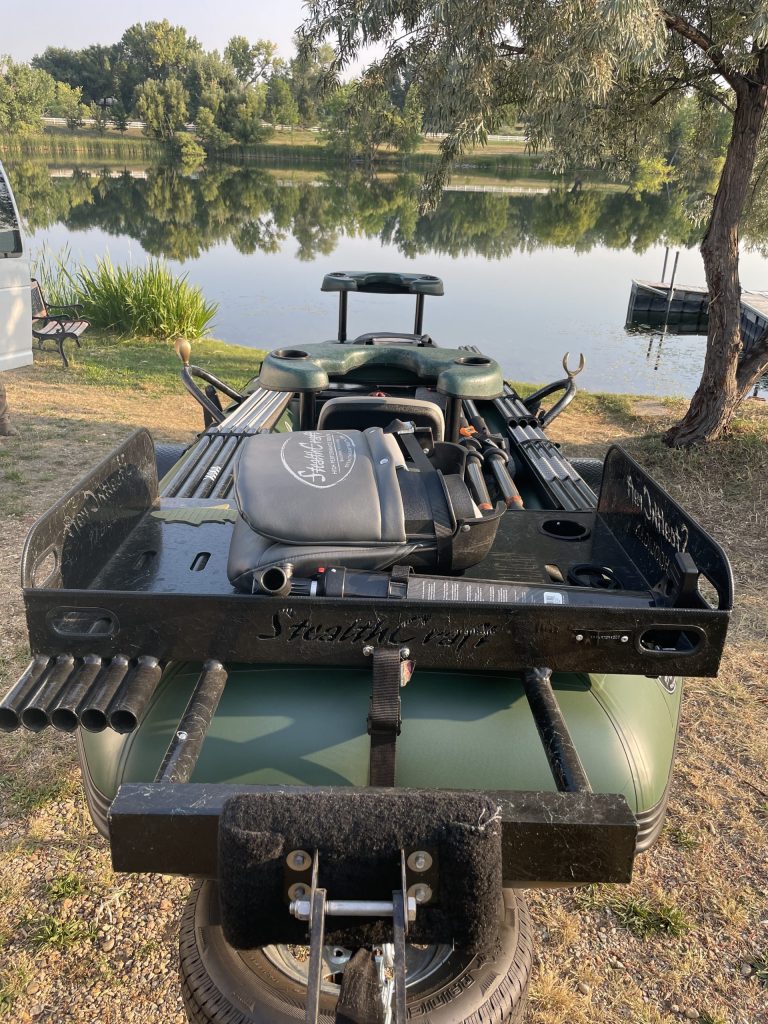 Float Fishing Gear Guide — Part 2: The Gear you need and the gear you “need.”, boat with float fishing gear on top in front of a river